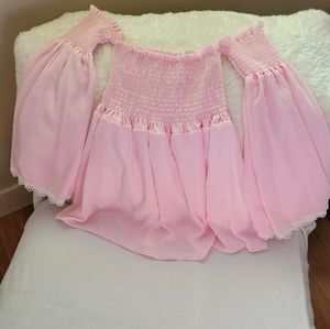 Baby pink Bardot swing dress